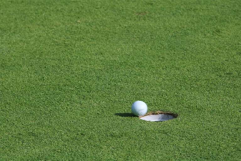 CAD hole-in-one, golf ball on edge of hole