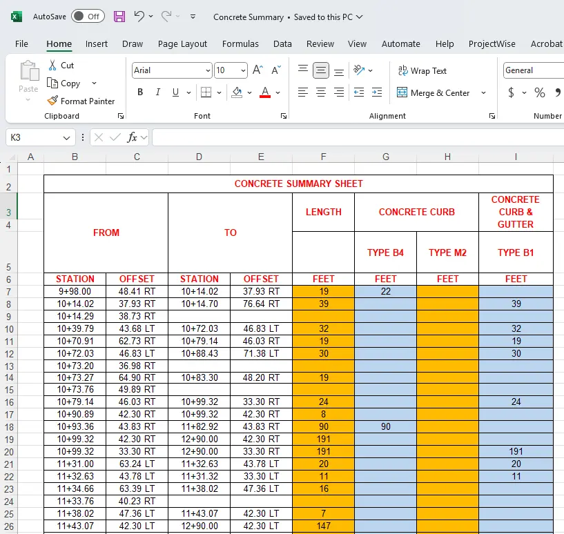 Initial Selection in Excel